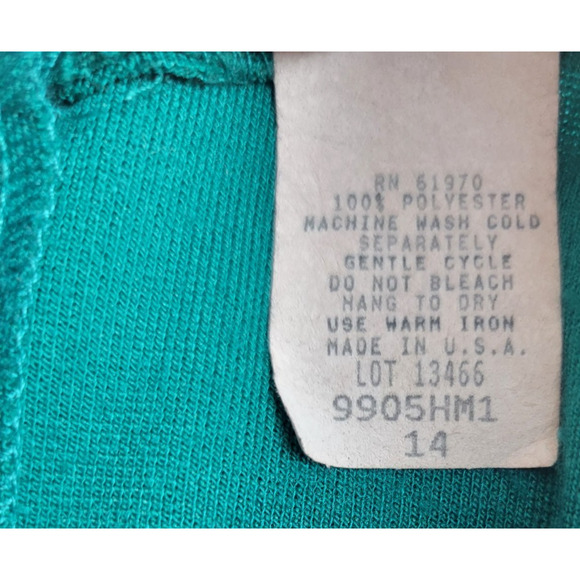 VTG EJM Colorblock Turtleneck Heavy Long Sleeve Sheath Dress 14 Green Flaws - Picture 2 of 16